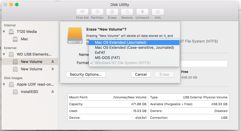 how to reformat an external hard drive for mac os x